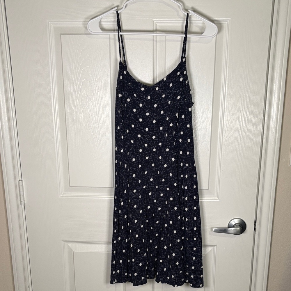 Old Navy Navy Blue Polka Dot Smocked Mini Dress Size M